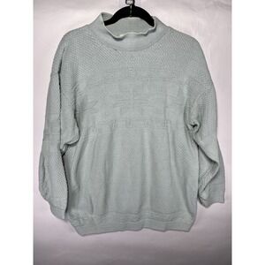 Laura Gayle Women's Pullover Sea Foam Green‎ Knit Christmas Sweater Medium VTG